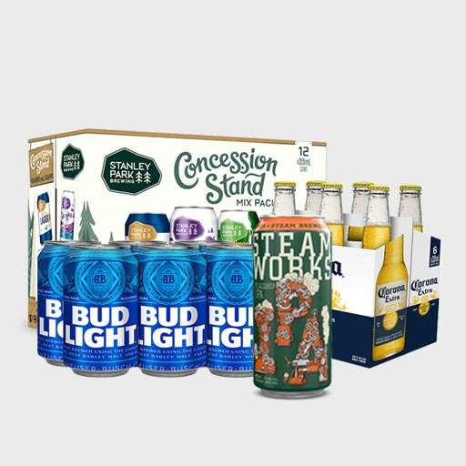 Beer cans and bottles available at TAG Liquor Stores