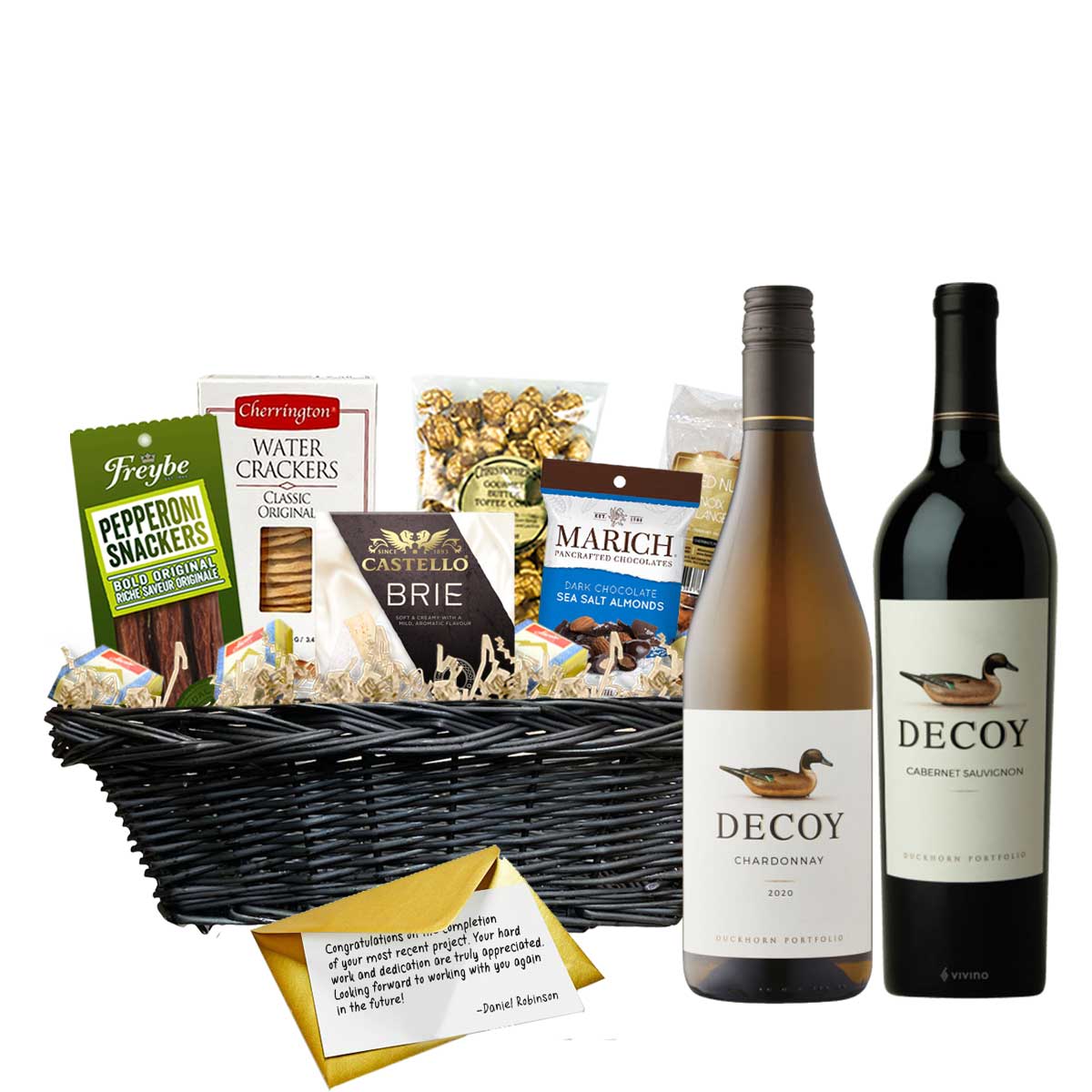 TAG Liquor Stores Canada Delivery-Decoy Chardonnay and Cabernet Sauvignon 2 x 750ml Corporate Gift Basket-wine-tagliquorstores.com