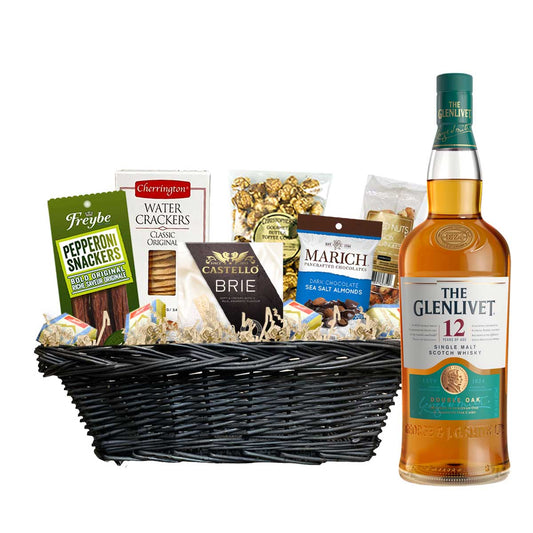 TAG Liquor Stores Canada Delivery-Glenlivet 12 Year Scotch 750ml Corporate Gift Basket-spirits-tagliquorstores.com