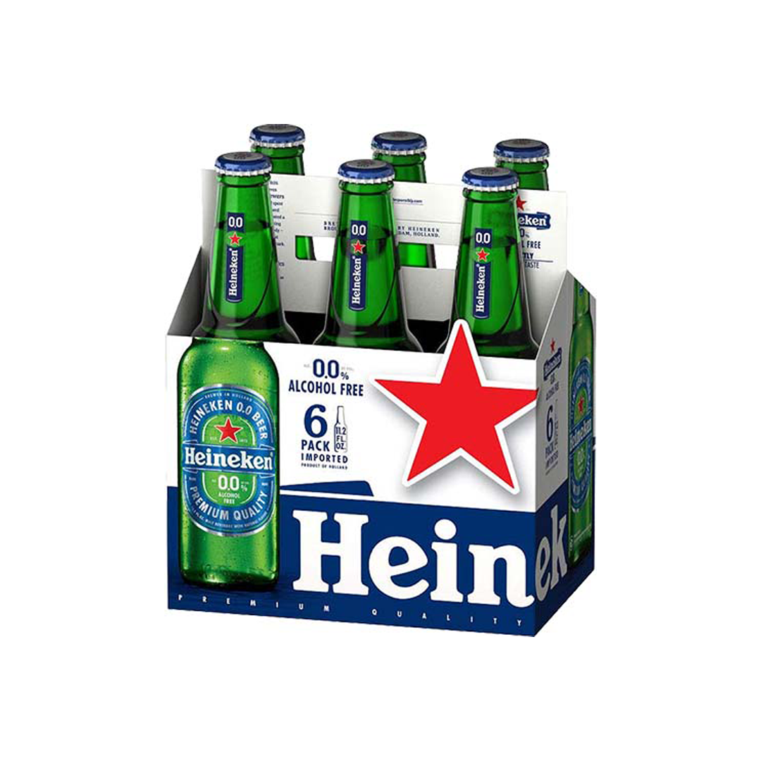 Heineken 0.0 Non-alcoholic Beer 6 Pack Bottles
