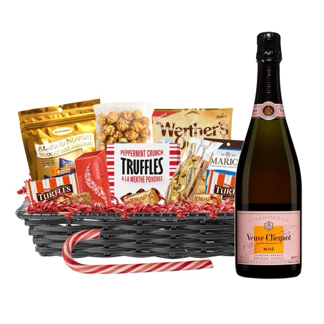 TAG Liquor Stores Liquor Gift Delivery Canada - Veuve Clicquot Rose Champagne 750ml Christmas Gift Basket