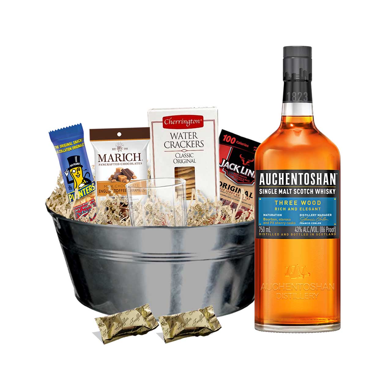 TAG Liquor Stores BC - Auchentoshan Three Wood Scotch Whisky 750ml Gift Basket