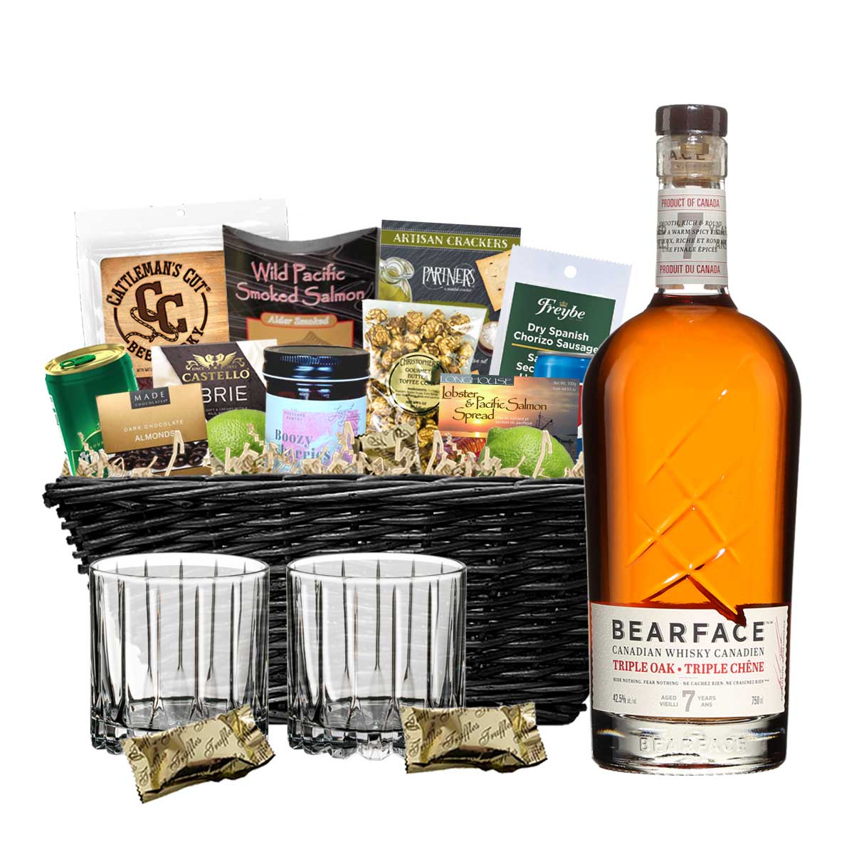 TAG Liquor Stores BC - Bearface 7 Year Triple Oak Canadian Whisky 750ml Gift Basket