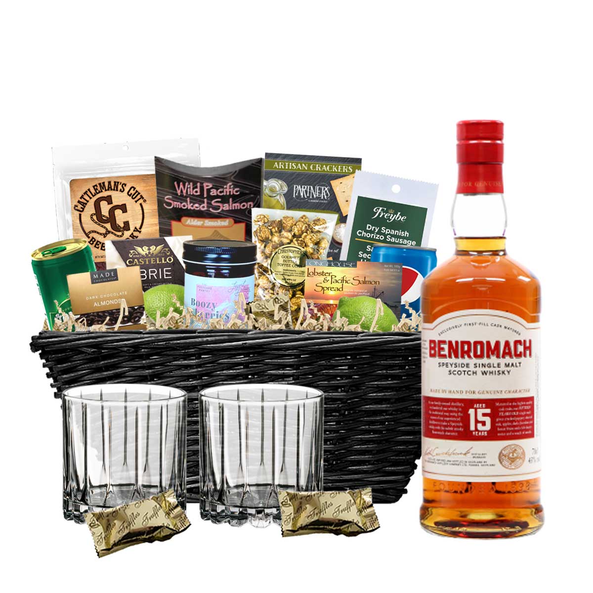 TAG Liquor Stores BC - Benromach 15 Year Old Scotch Whisky 750ml Gift Basket