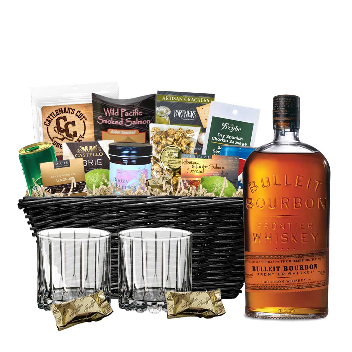 TAG Liquor Stores BC - Bulleit Bourbon Whiskey 750ml Gift Basket