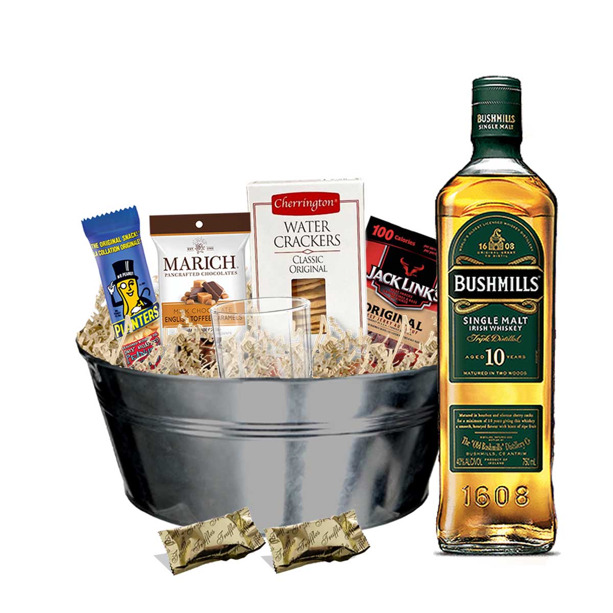TAG Liquor Stores BC - Bushmills 10 Year Old Irish Whiskey 750ml Gift Basket