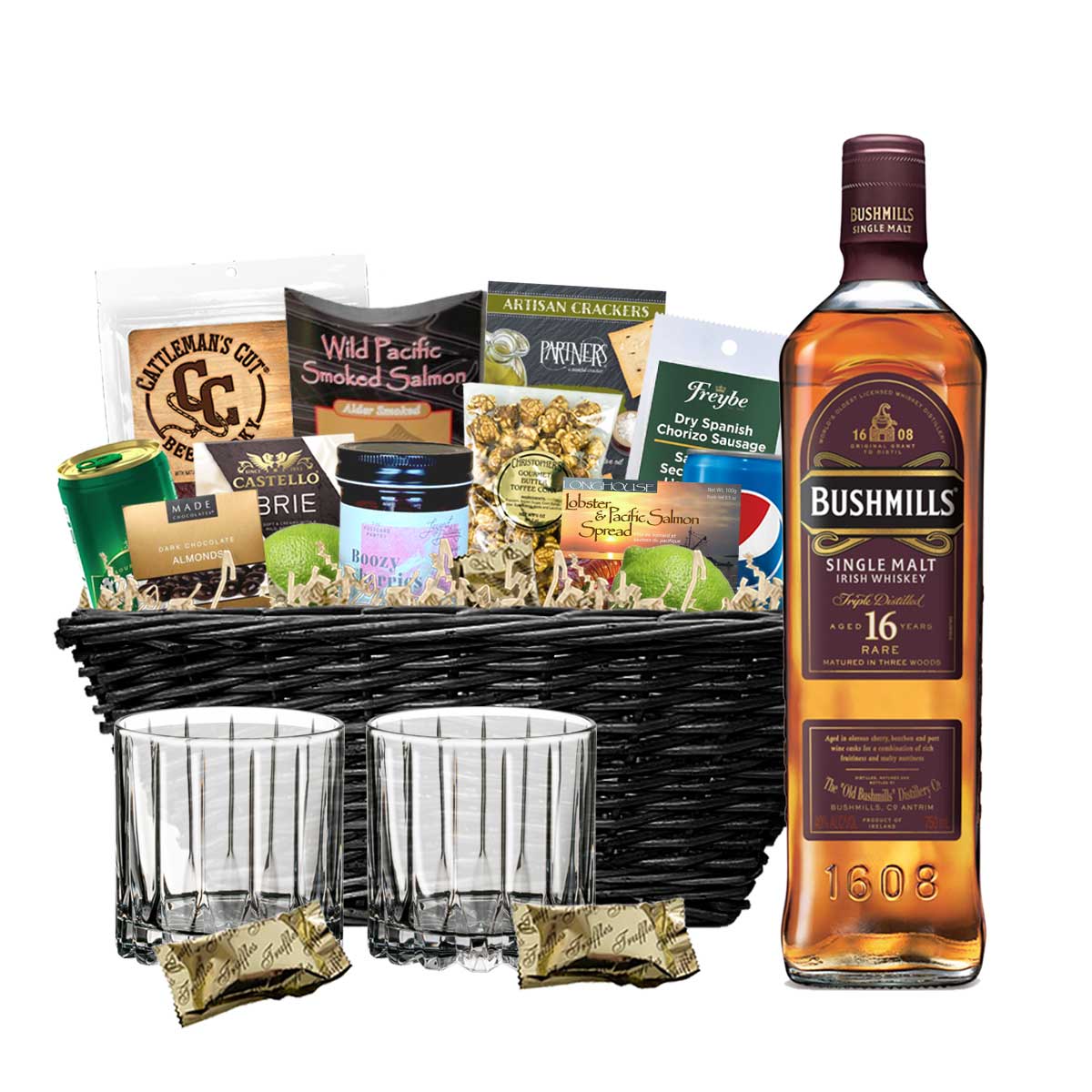TAG Liquor Stores BC - Bushmills 16 Year Old Irish Whiskey 750ml Gift Basket