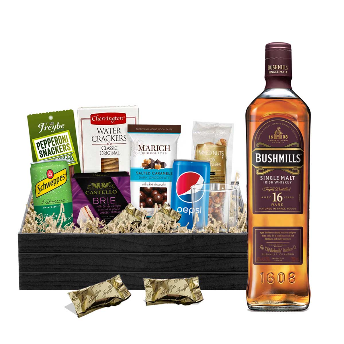 TAG Liquor Stores BC - Bushmills 16 Year Old Irish Whiskey 750ml Gift Basket