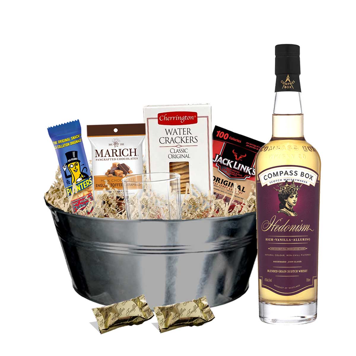 TAG Liquor Stores BC - Compass Box Hedonism Blended Grain Scotch Whisky 750ml Gift Basket