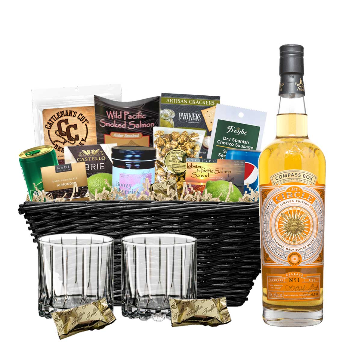 TAG Liquor Stores BC - Compass Box The Circle Whisky 750ml Gift Basket