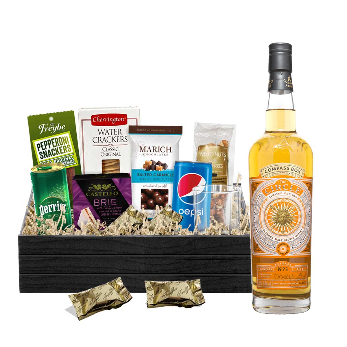 TAG Liquor Stores BC - Compass Box The Circle Whisky 750ml Gift Basket