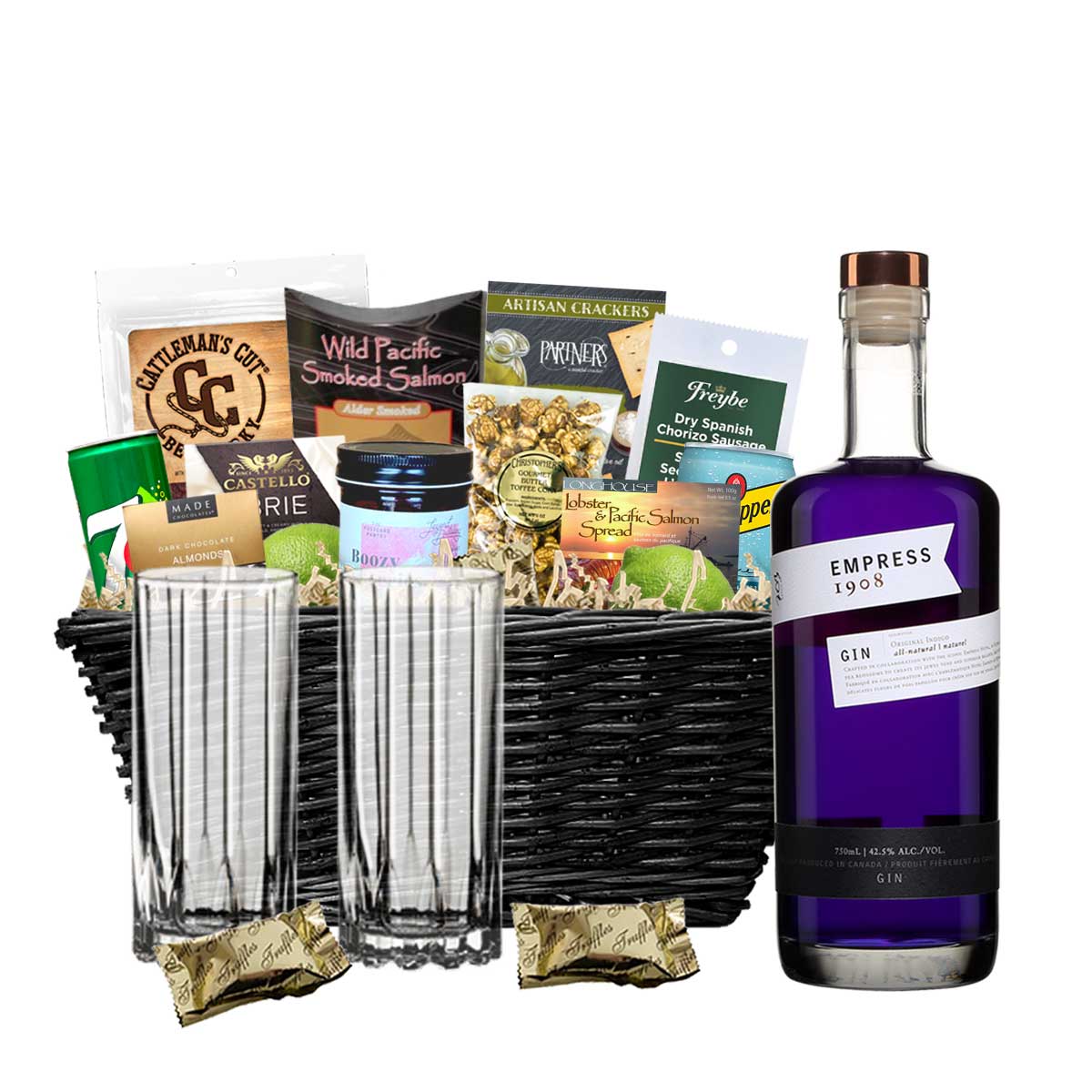 TAG Liquor Stores BC - Empress 1908 Gin 750ml Gift Basket