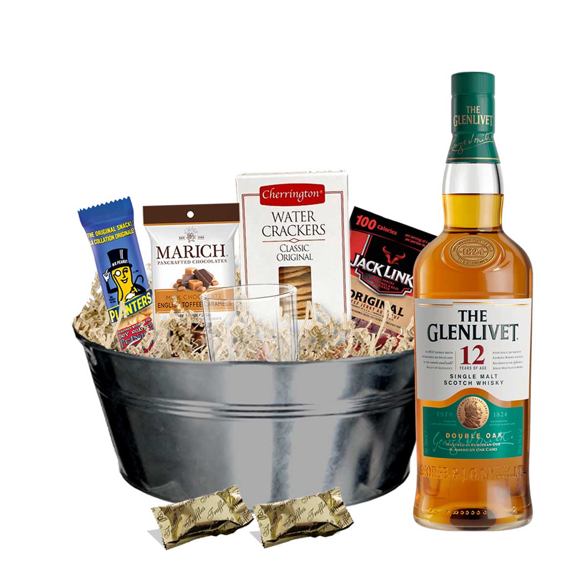 TAG Liquor Stores BC - Glenlivet 12 Year Old Single Malt Scotch Whisky 750ml Gift Basket