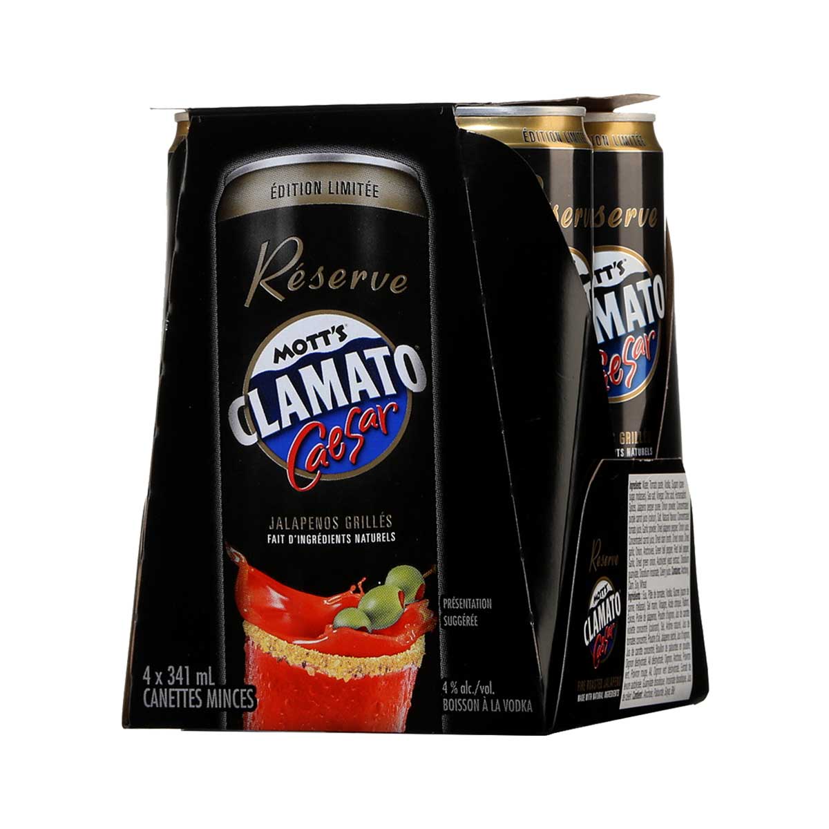 Mott's Clamato Caesar Reserve 4 Pack Cans