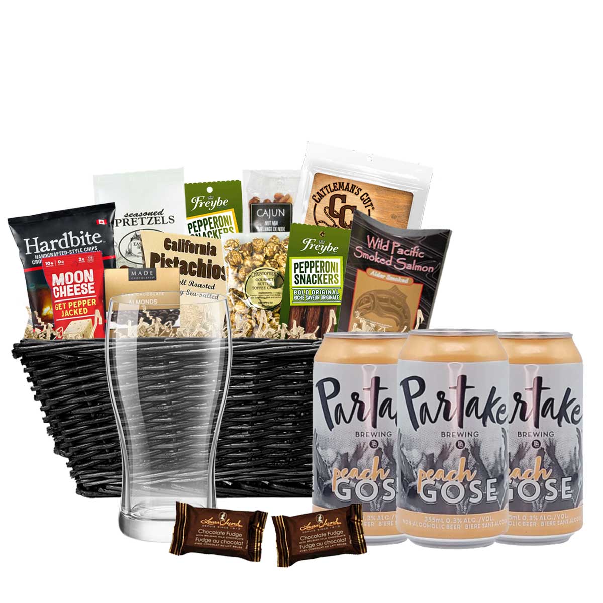 TAG Liquor Stores BC - Partake Brewing Non-Alcoholic Peach Gose Gift Basket 4 x Cans