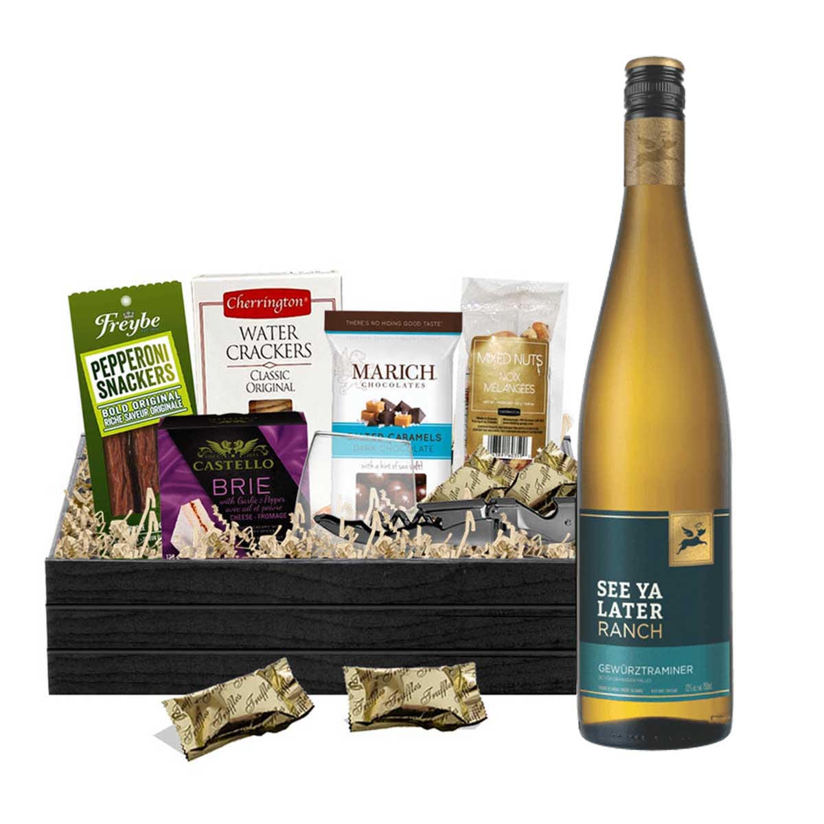 TAG Liquor Stores BC - See Ya Later Ranch Gewürztraminer 750ml Gift Basket