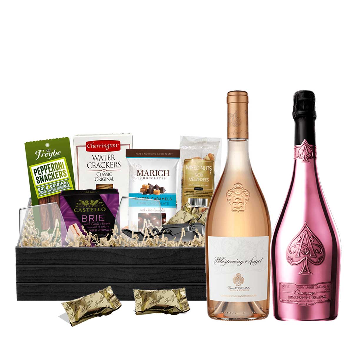 Whispering Angel Rosé & Armand De Brignac Rosé 750ml x 2 Gift Basket