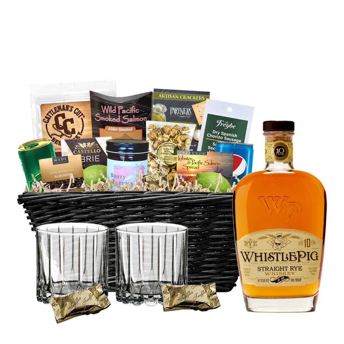 TAG Liquor Stores BC - WhistlePig Straight 10 Year Old Rye Whiskey 750ml Gift Basket