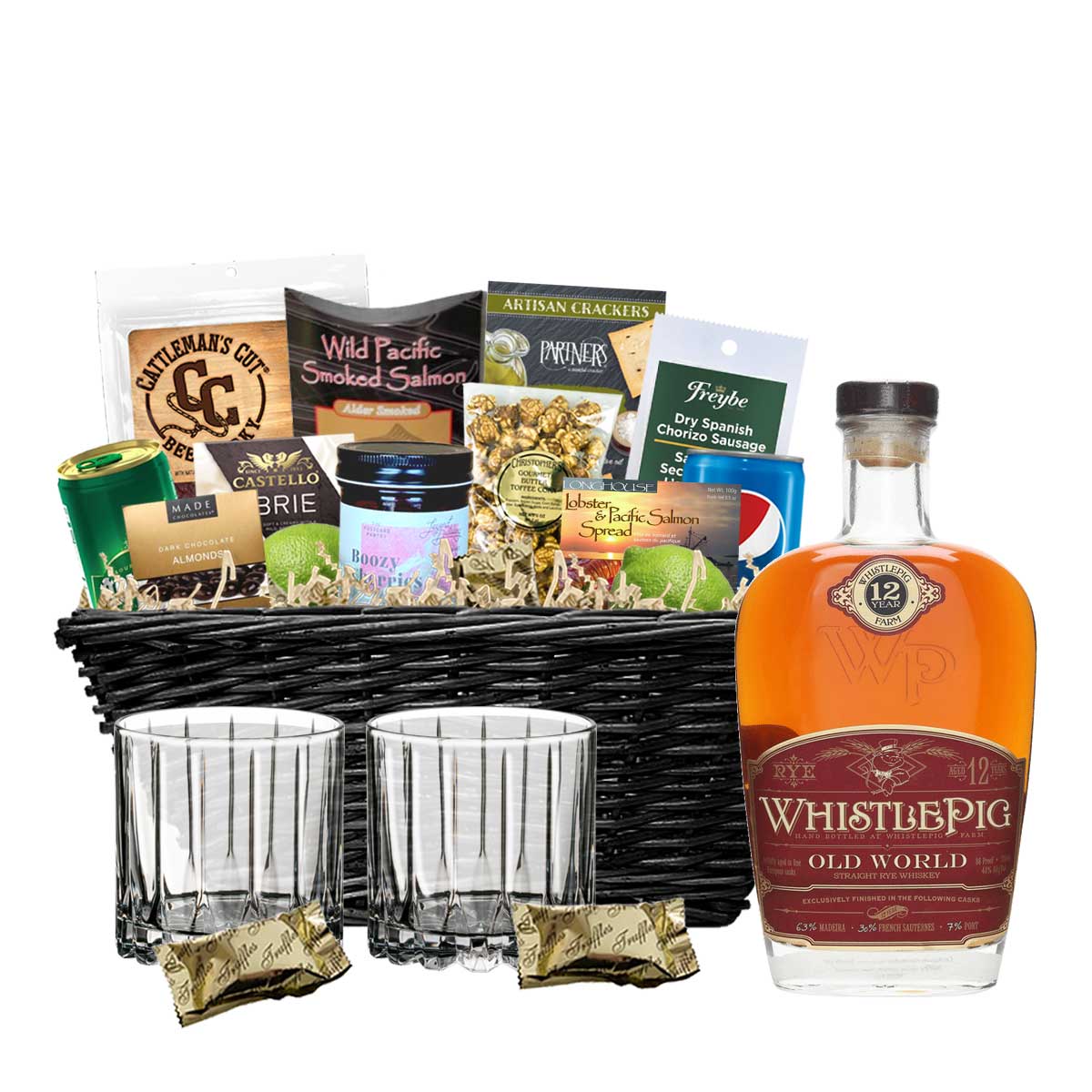 TAG Liquor Stores BC - WhistlePig 12 Year Old World Straight Rye 750ml Gift Basket