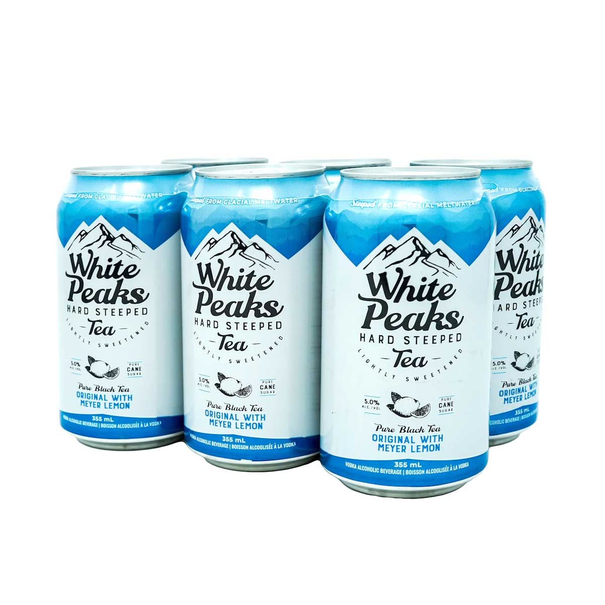 White Peaks Pure Black Tea Original with Meyer Lemon 6 Pack Can