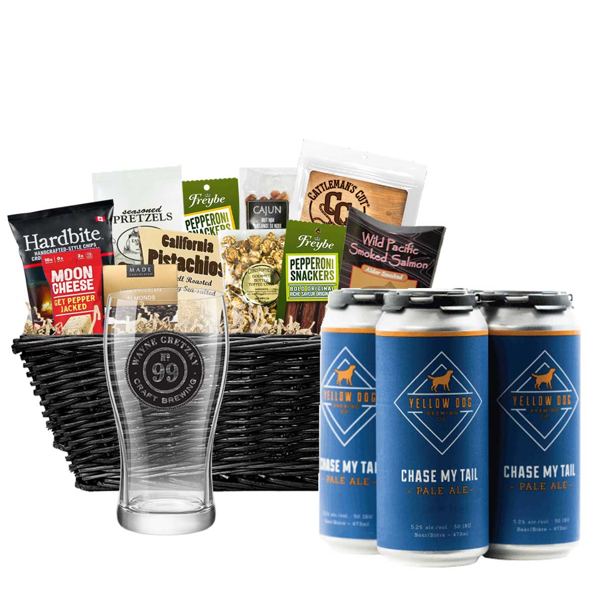 TAG Liquor Stores BC - Yellow Dog Brewing Chase My Tail Pale Ale Gift Basket 4 x Cans