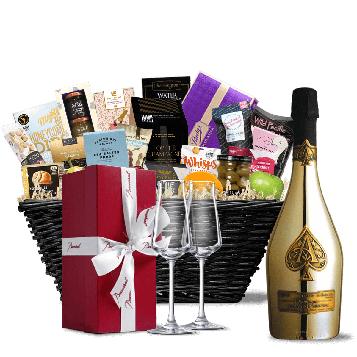 TAG Liquor Stores BC - Armand De Brignac Gold Champagne with Velvet Bag Ultra Luxe Gift Basket