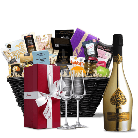 TAG Liquor Stores BC - Armand De Brignac Gold Champagne with Velvet Bag Ultra Luxe Gift Basket