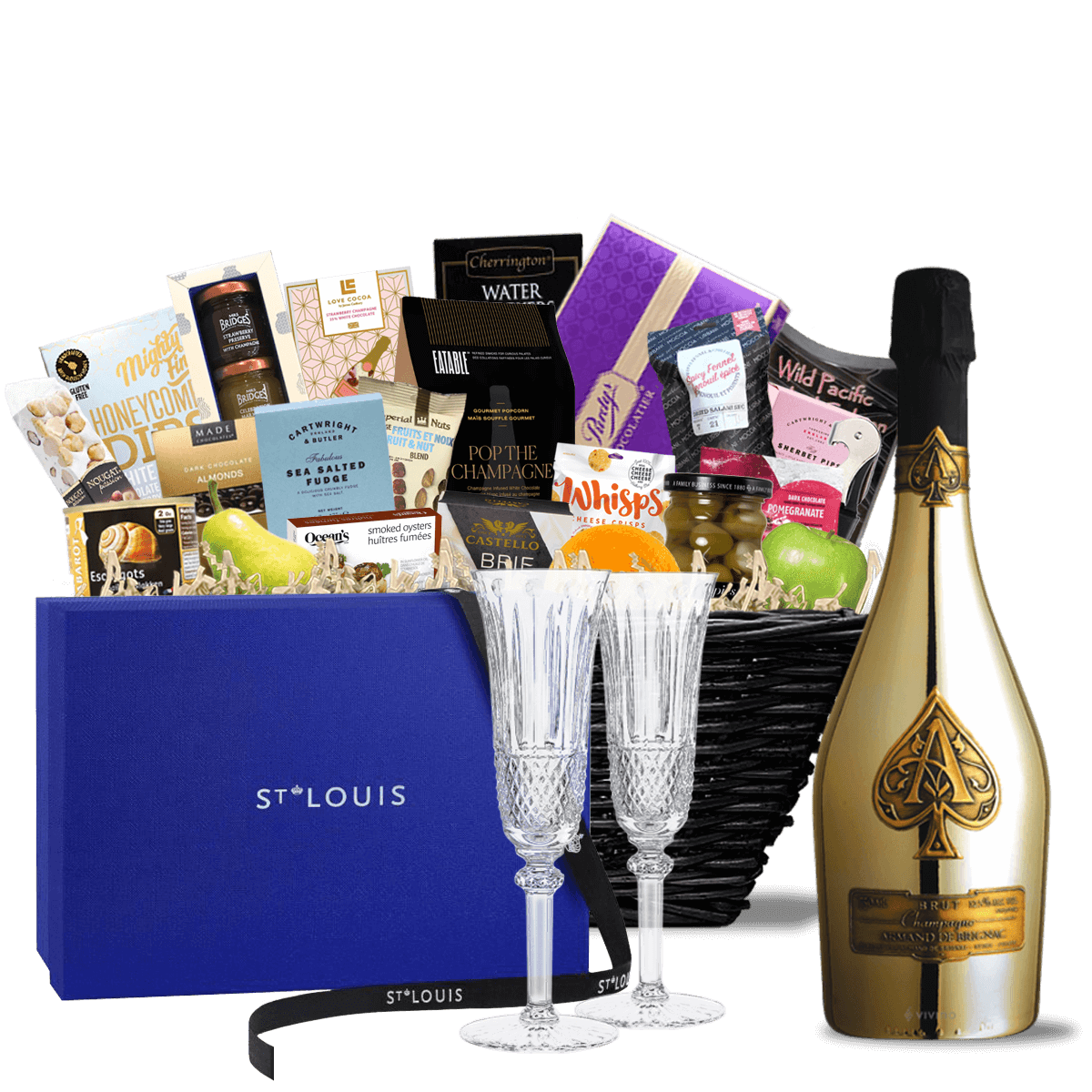 TAG Liquor Stores BC - Armand De Brignac Gold Champagne with Velvet Bag Ultra Luxe Gift Basket