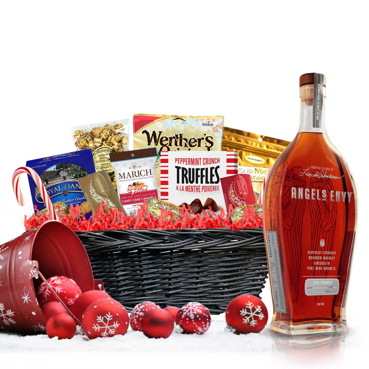 TAG Liquor Stores BC - Angels Envy Bourbon 750ml Christmas Gift Basket-