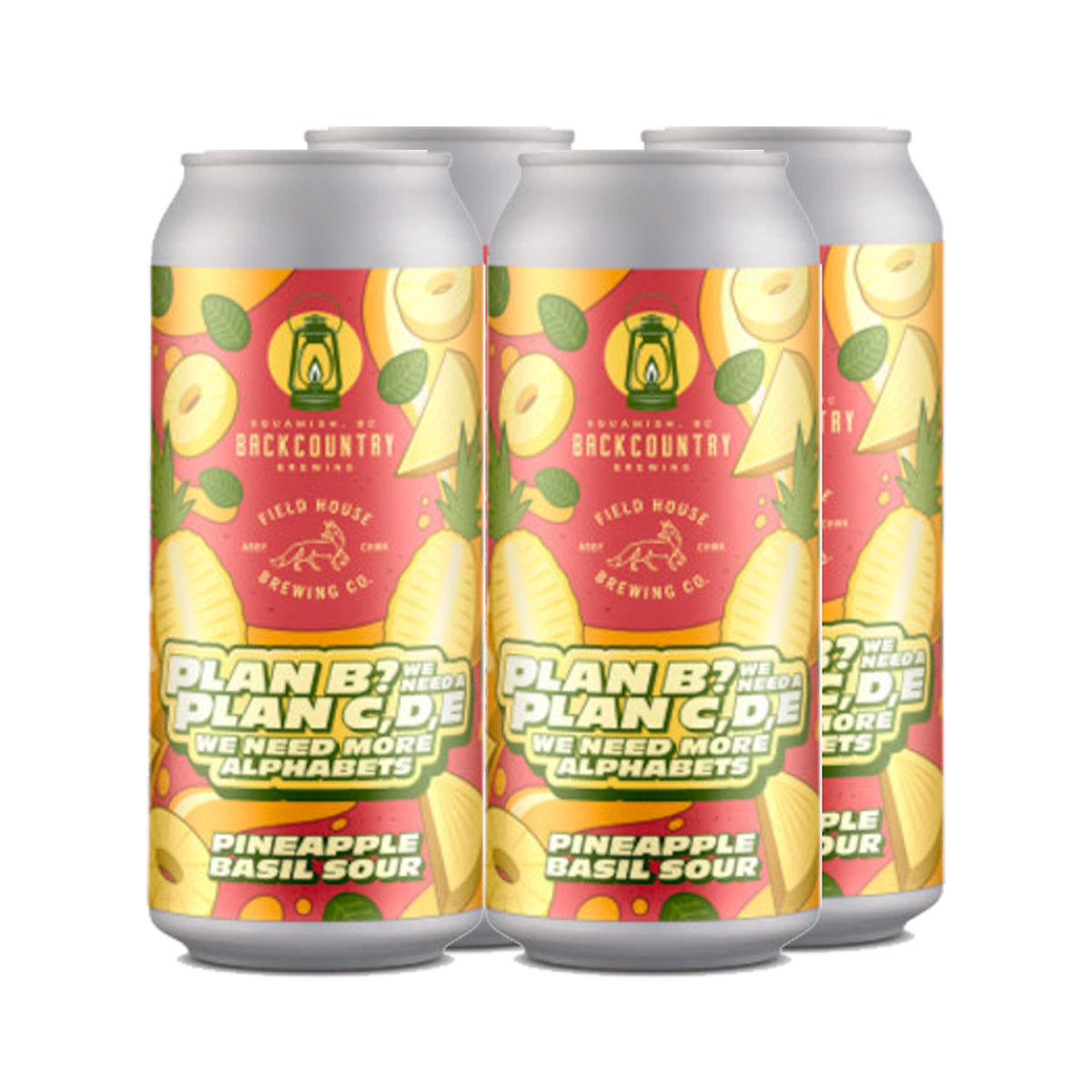 TAG Liquor Stores Liquor Gift Delivery Canada - Back Country Brewing "PLAN B? WE NEED A PLAN C, D, E. WE NEED MORE ALPHABETS⁠" Pineapple Basil Sour 4 Pack Cans