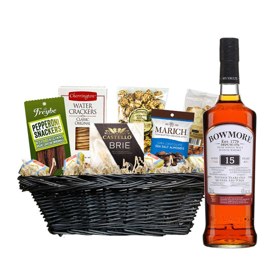 TAG Liquor Stores Canada Delivery-Bowmore 15 Year Scotch 750ml Corporate Gift Basket-spirits-tagliquorstores.com