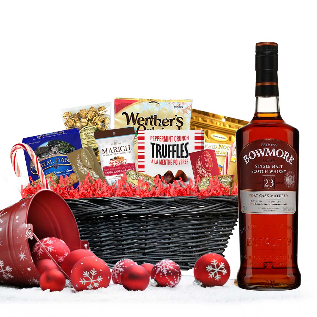 TAG Liquor Stores BC - Bowmore 23 Year 750ml Christmas Gift Basket-