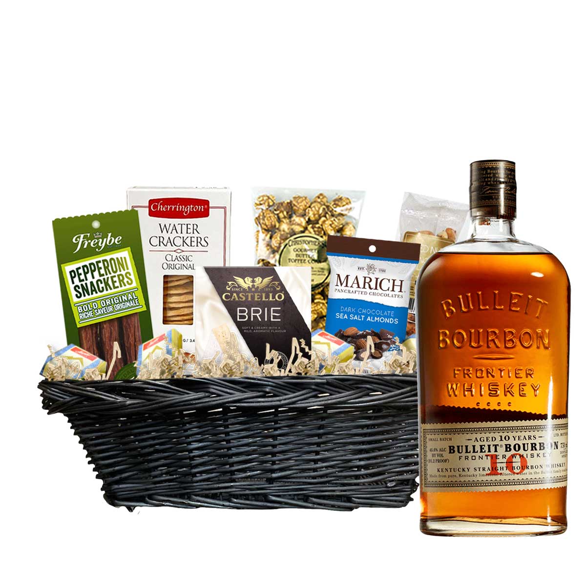 TAG Liquor Stores Canada Delivery-Bulleit 10 Year Bourbon 750ml Corporate Gift Basket-spirits-tagliquorstores.com