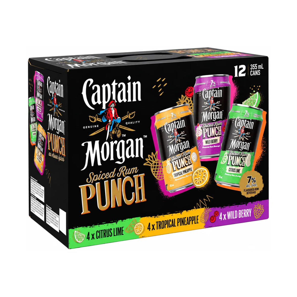 Captain Morgan - Spiced Rum Punch Variety Pack 12 x 355 mL