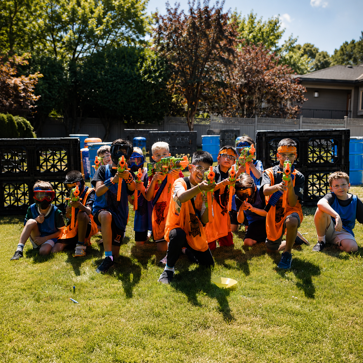 One Free Full-Experienced Hosted Nerf Birthday Party plus all add-ons.