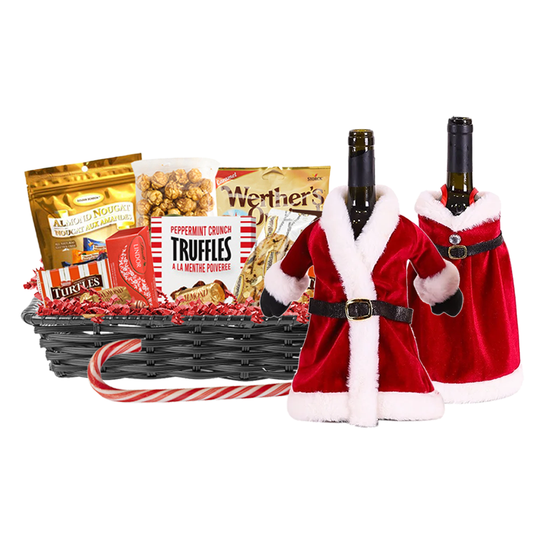 Mr and Mrs Claus Double Wine Christmas Gift Basket