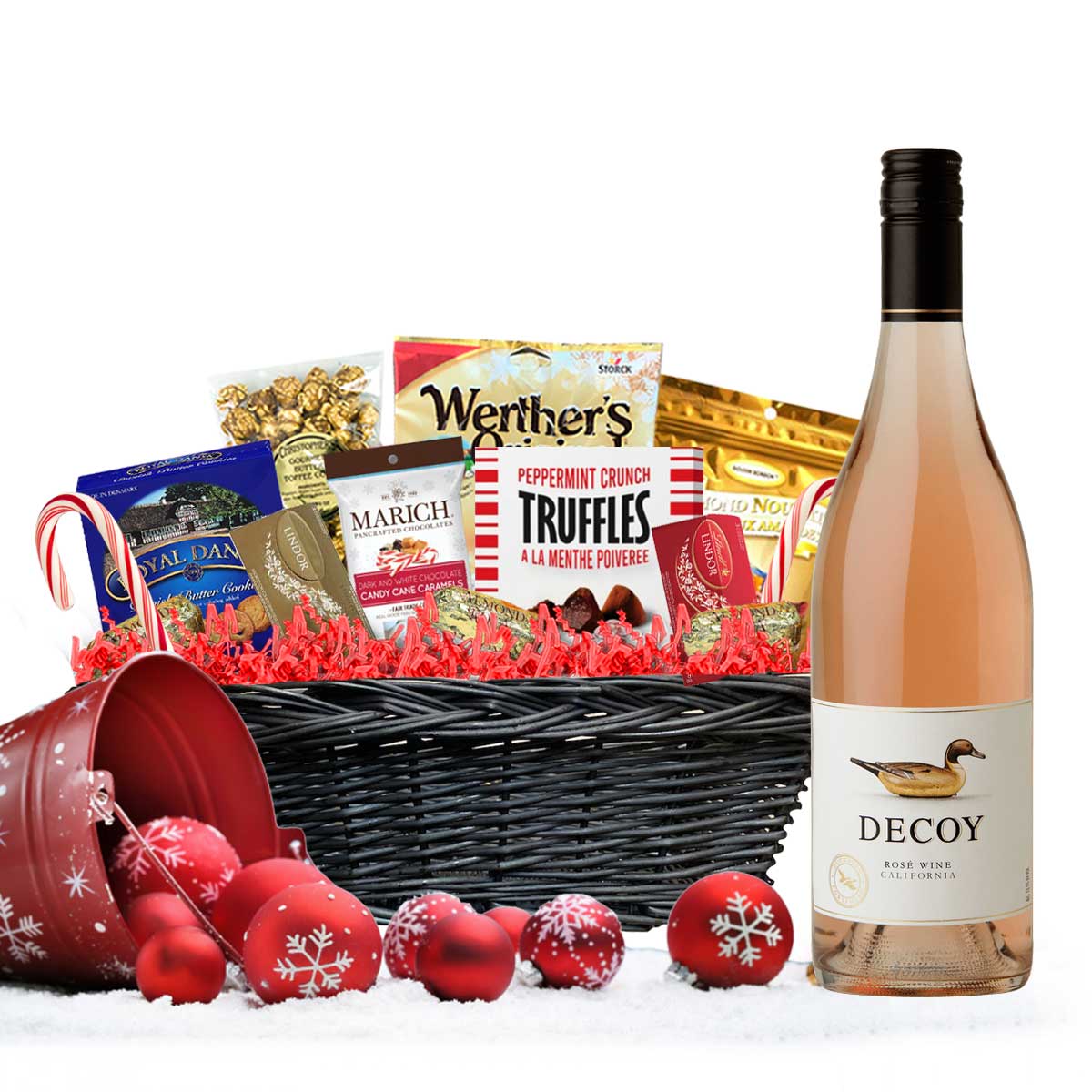 TAG Liquor Stores BC - Decoy Rose 750ml Christmas Gift Basket-