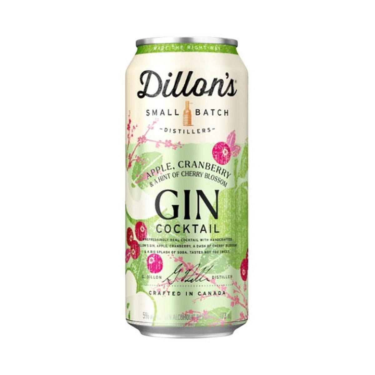 Dillon's Small Batch Distillers Gin Cocktail Apple Cranberry & Cherry Blossom 473 mL