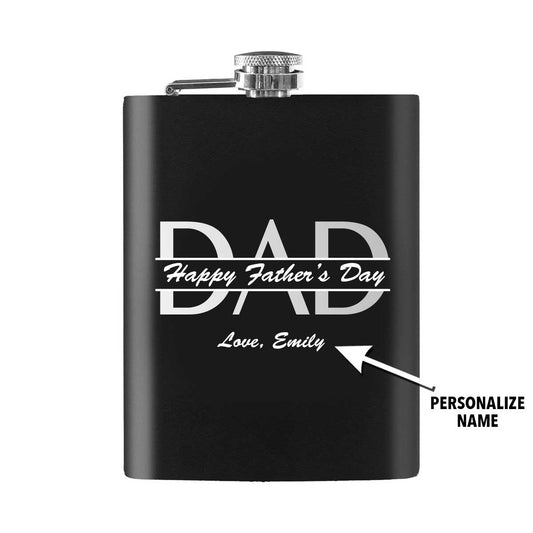 Father's Day "DAD" Engraved Stainless Steel 8oz Hip Flask