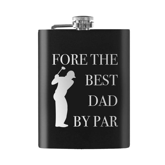 Father's Day Golf Engraved Stainless Steel 8oz Hip Flask