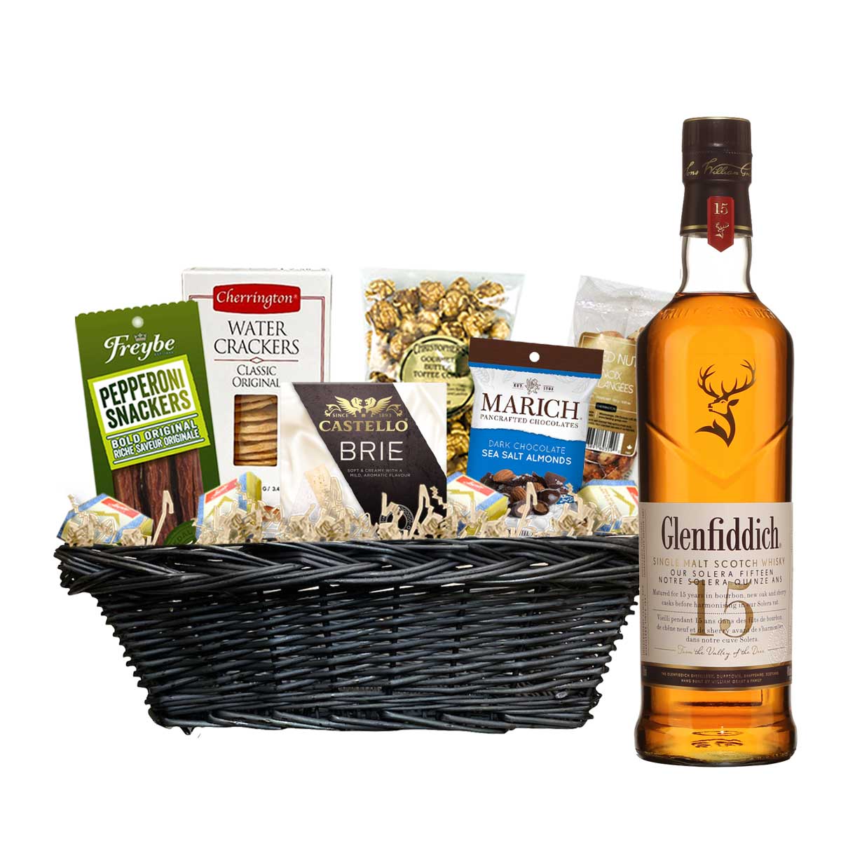 TAG Liquor Stores Canada Delivery-Glenfiddich 15 Year Scotch 750ml Corporate Gift Basket-spirits-tagliquorstores.com
