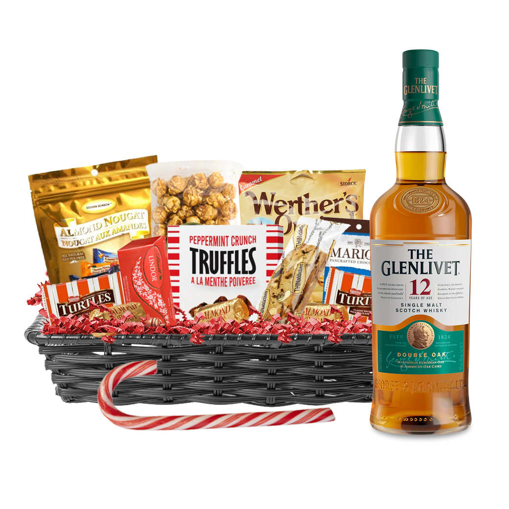 TAG Liquor Stores Liquor Gift Delivery Canada - Glenlivet 12 Year Scotch 750ml Christmas Gift Basket