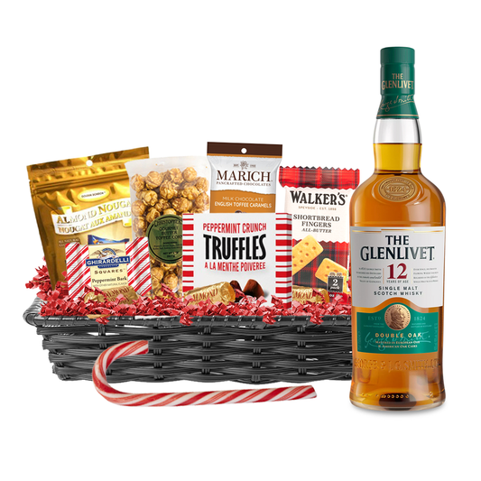 Glenlivet 12 Year Scotch 750ml Christmas Gift Basket