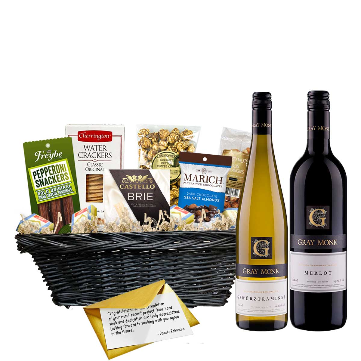 TAG Liquor Stores Canada Delivery-Gray Monk Gewurztraminer and Merlot 2 x 750ml Corporate Gift Basket-wine-tagliquorstores.com