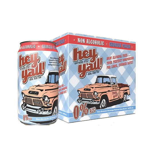 HEY YALL Peach Non Alcoholic Tea 4 Pack