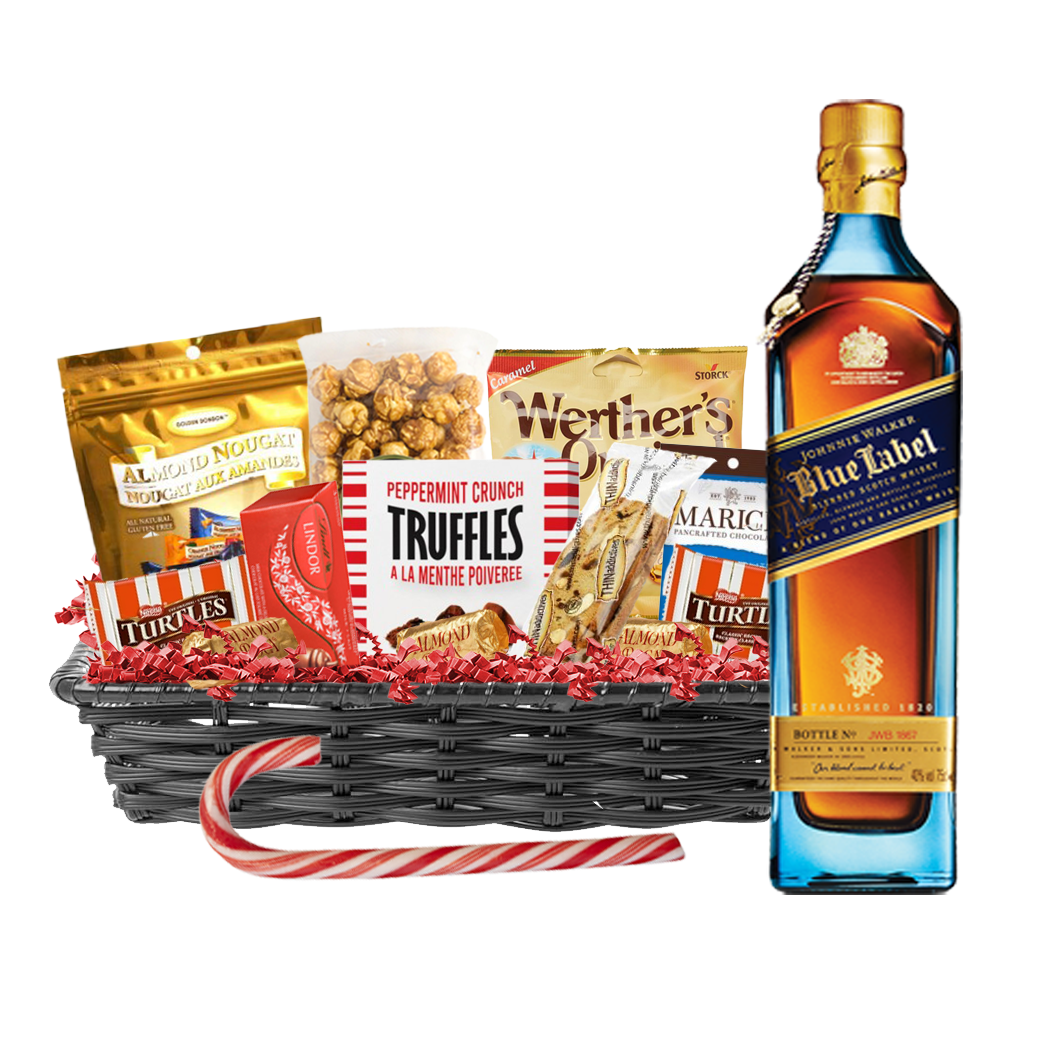 TAG Liquor Stores Liquor Gift Delivery Canada - Johnnie Walker Blue Label Scotch 750ml Christmas Gift Basket