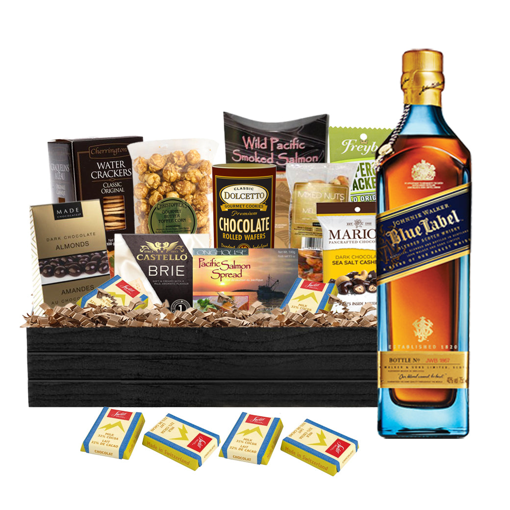 TAG Liquor Stores Liquor Gift Delivery Canada - Johnnie Walker Blue Label Scotch Whisky 750ml Gift Basket