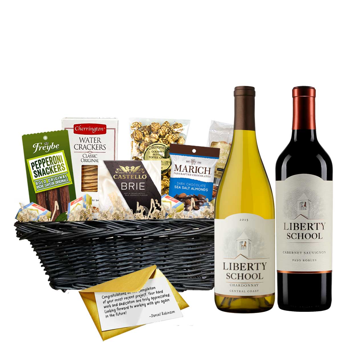 TAG Liquor Stores Canada Delivery-Liberty School Chardonnay and Cabernet Sauvignon 2 x 750ml Corporate Gift Basket-wine-tagliquorstores.com