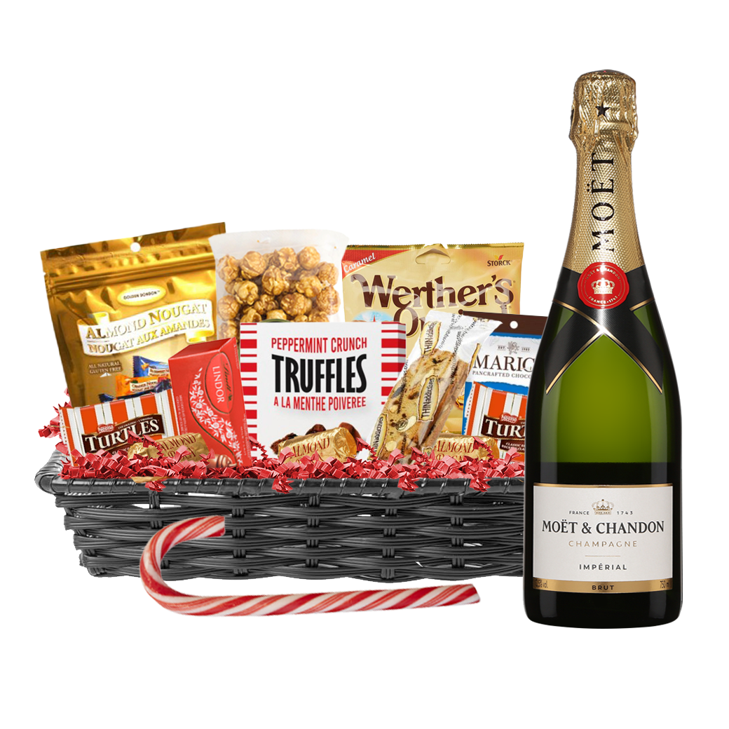 TAG Liquor Stores Liquor Gift Delivery Canada - Moet Champagne 750ml Christmas Gift Basket