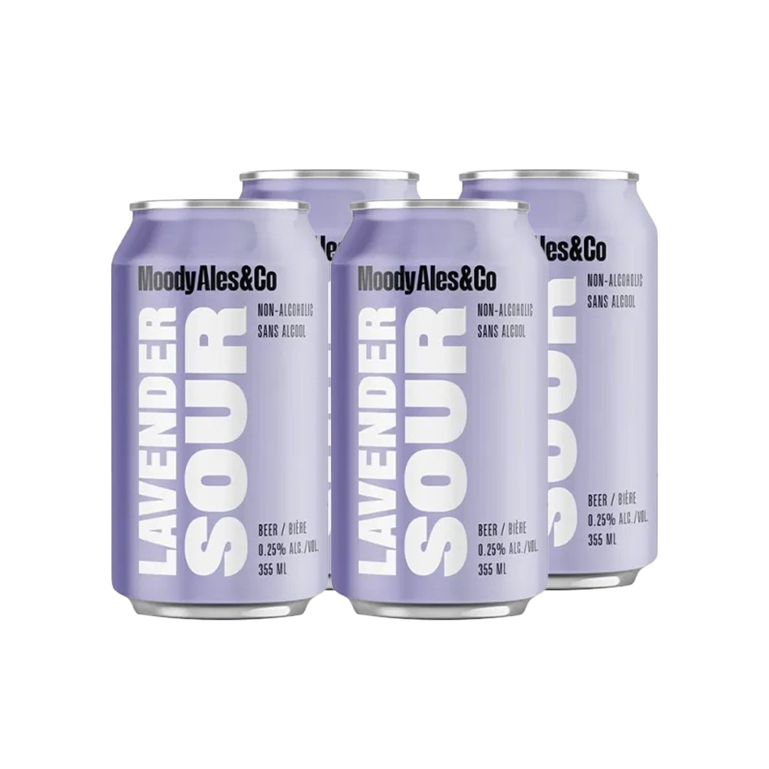 Moody Ales Lavender Sour Non-Alcoholic Beer 4 Pack Cans